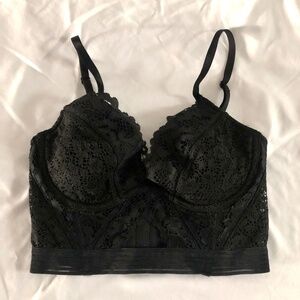 Victoria's Secret Very Sexy Longline Bustier Bra - Black Lace - 32C - NWOT